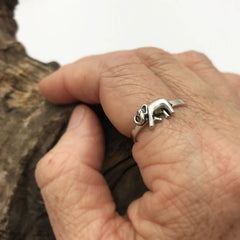 Sterling Silver Ring with Single Elephant