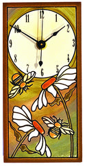 All Fired Up Tall Ceramic Wall Clock in Daisy Bee