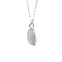 Small Puffy Square Necklace with Diamond Drop