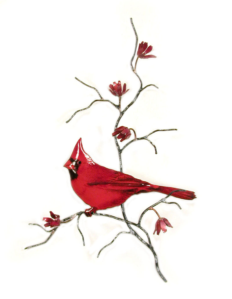 Bovano Enamel Male Cardinal on Branch Wall Decor  