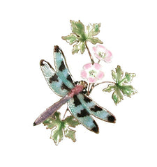 Bovano Enamel Check-Winged Dragonfly on Flower Wall Decor 