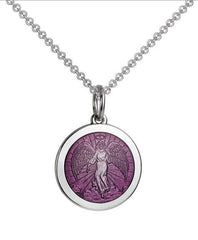 Colby Davis Sterling Medium Guardian Angel Pendant in Lavender Enamel on Chain