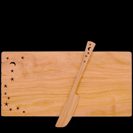 Moonspoon Cheese Board with Spreader in Celestial
