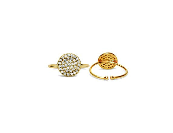 Stia It Fits Pave Icon Gold Plated Disk Ring