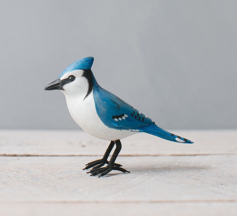Mini Painted Wood Blue Jay