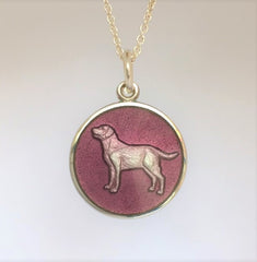 Colby Davis Sterling Small Dog Pendant in Lavender Enamel on Chain