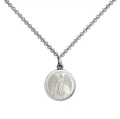 Colby Davis Small Sterling Guardian Angel Pendant in White Enamel on Chain
